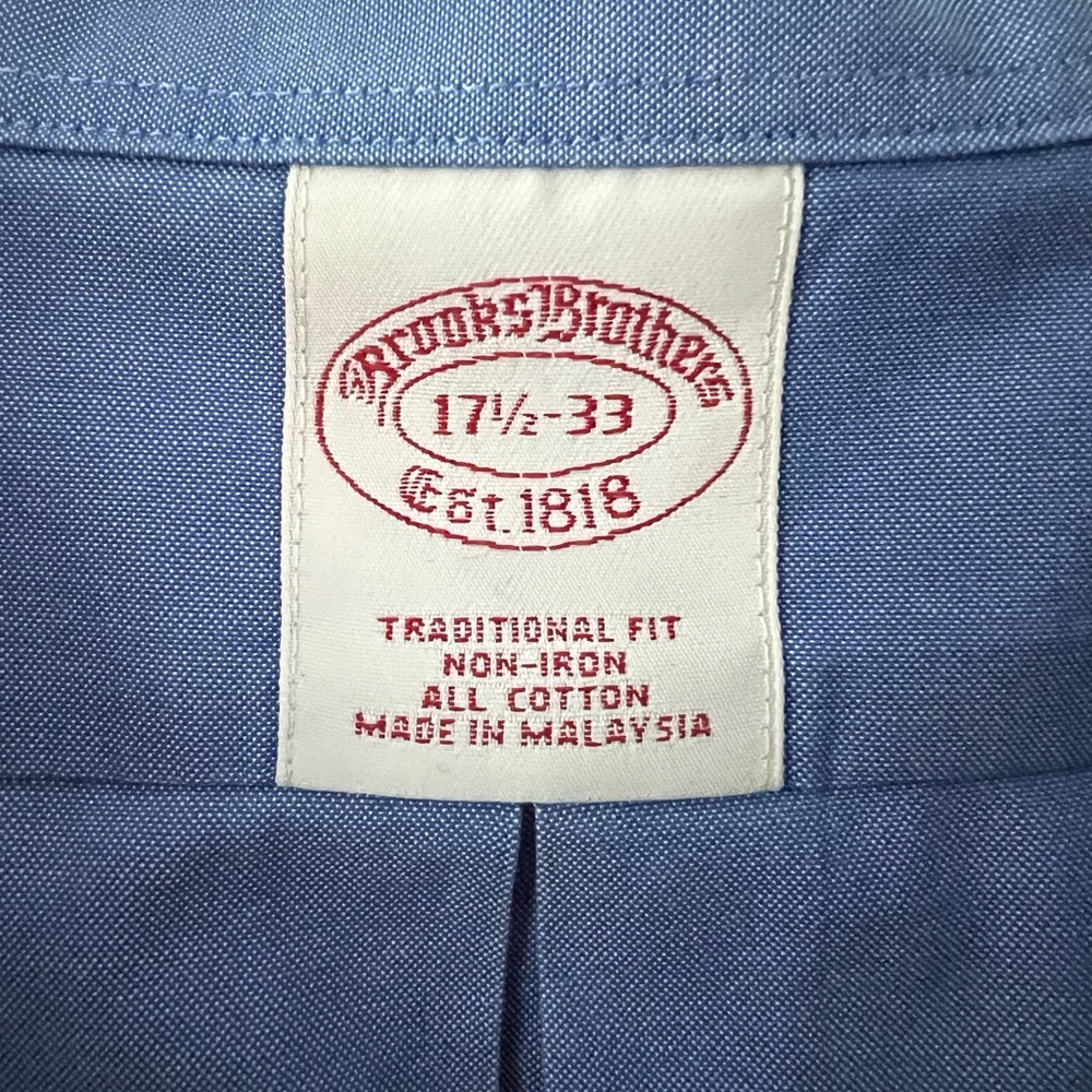 Brooks Brothers Vintage Early 2000s Blue Traditional Fit Non Iron OCBD 17 1/2-33 - Picture 3 of 8